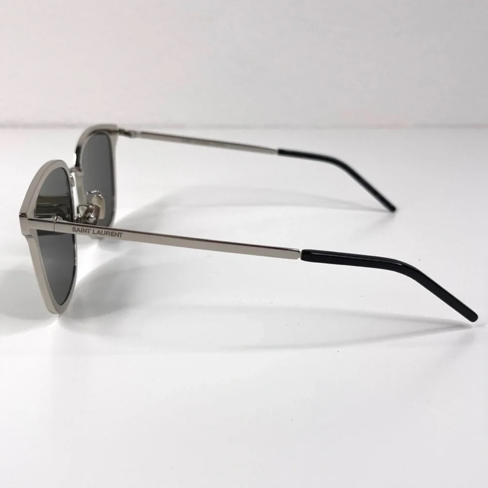 SAINT LAURENT SL 272/K Silver Grey Square Flat Sunglasses NEW - Picture 7 of 15